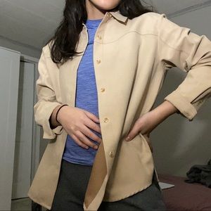 Vintage Cream/Tan Suede Button Up